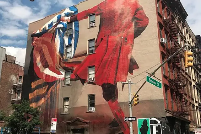 New Conor Harrington mural for on the Lower East Side, at 260 Broome and Allen Streets.